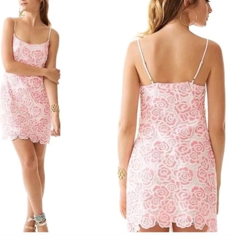 Lilly Pulitzer Beth Floral Pink Rose Dress Size 4